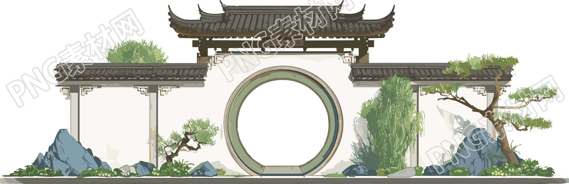 国风建筑可商用插画