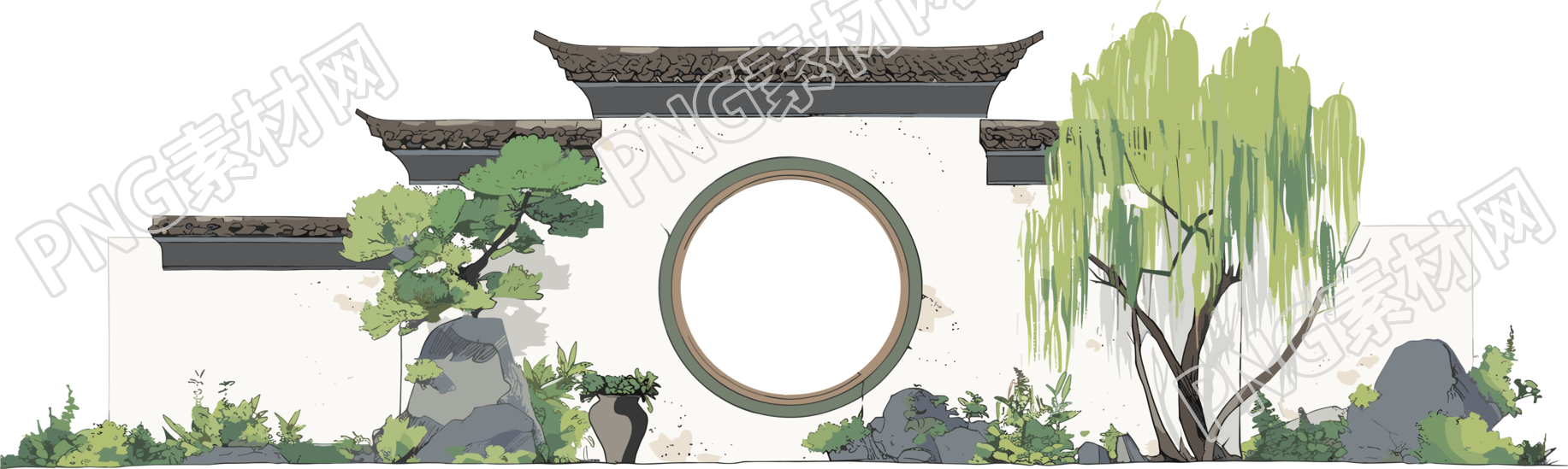 国风建筑插图设计素材