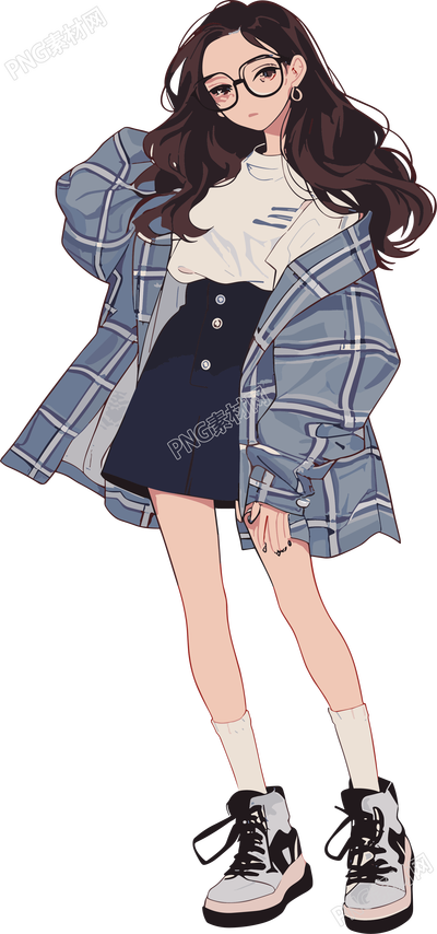 時(shí)尚女孩貼紙手賬素材