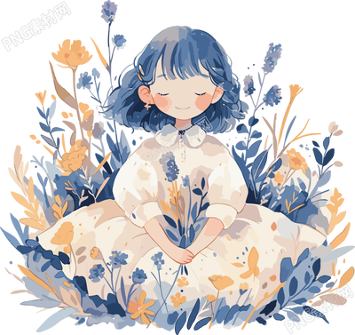手賬素材美麗女孩商用插畫