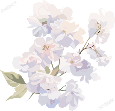 潔白花卉手賬元素