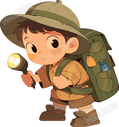 探險(xiǎn)少年登山裝素材