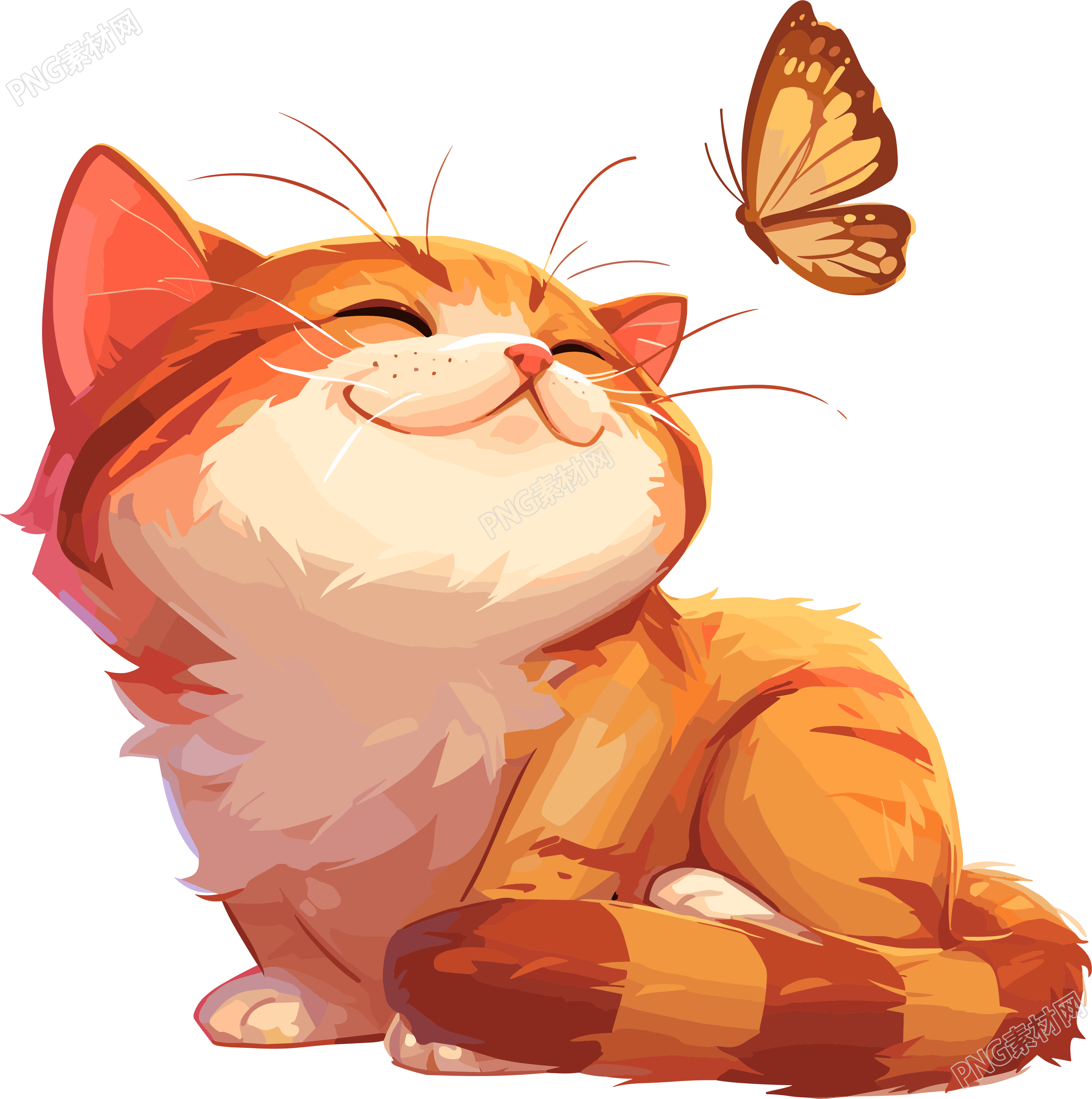 猫咪蝴蝶素材