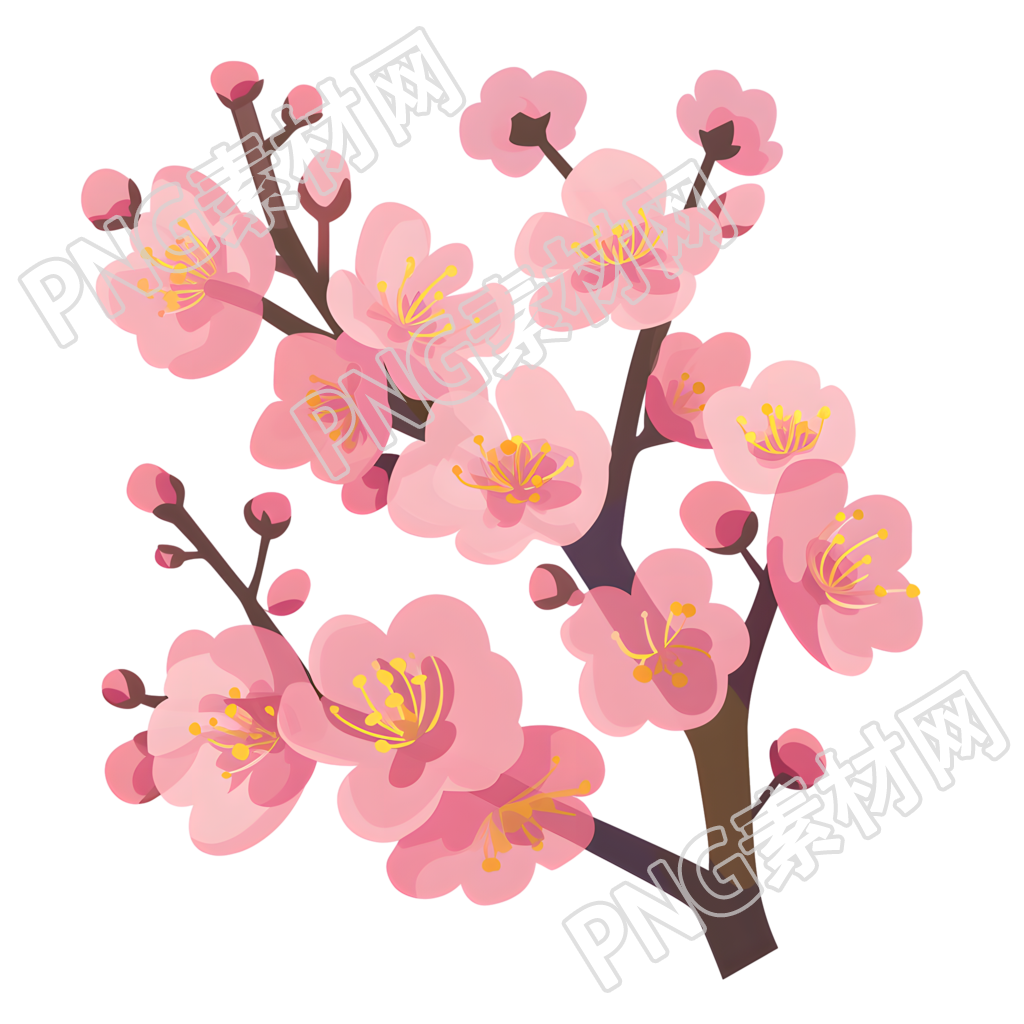 桃花插画素材