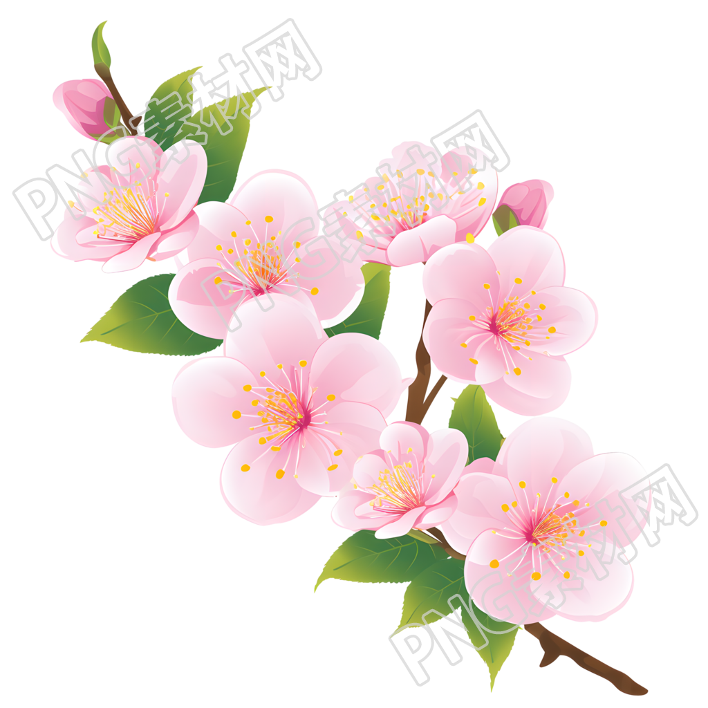 桃花卡通风格元素