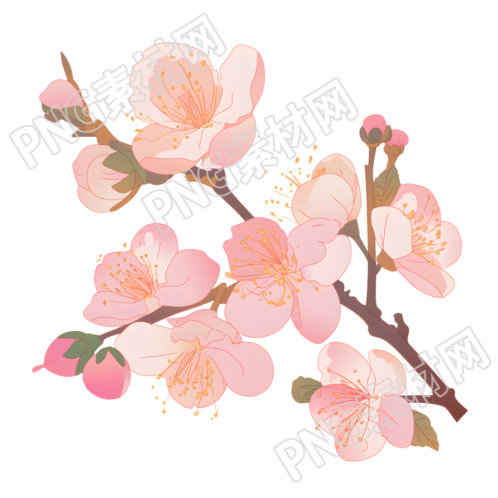 桃花可商用插画