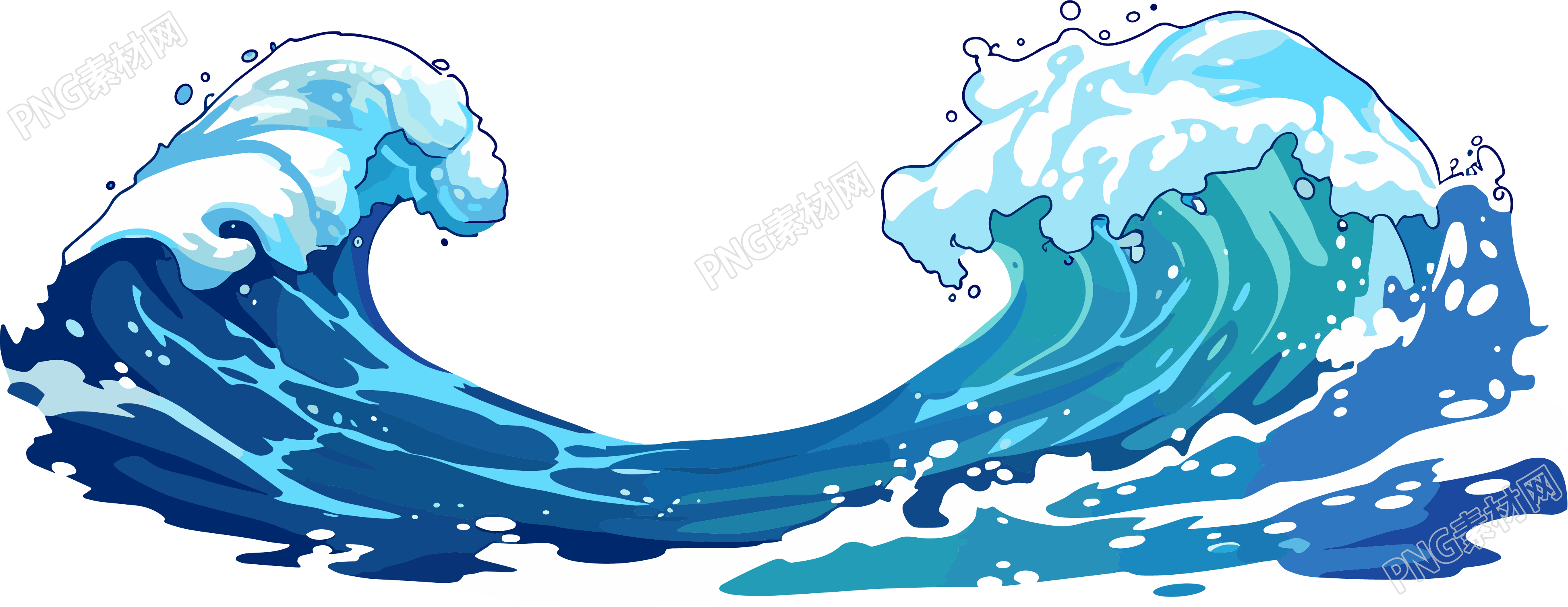 海浪卡通风格插画