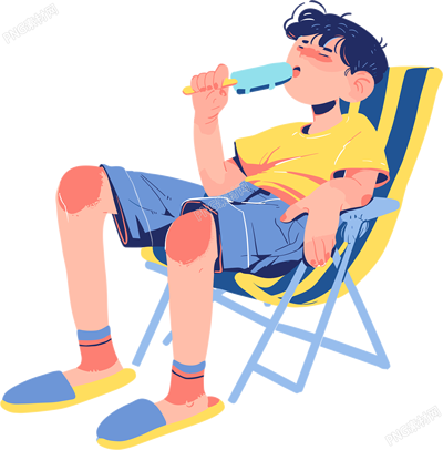 乘涼男孩插圖