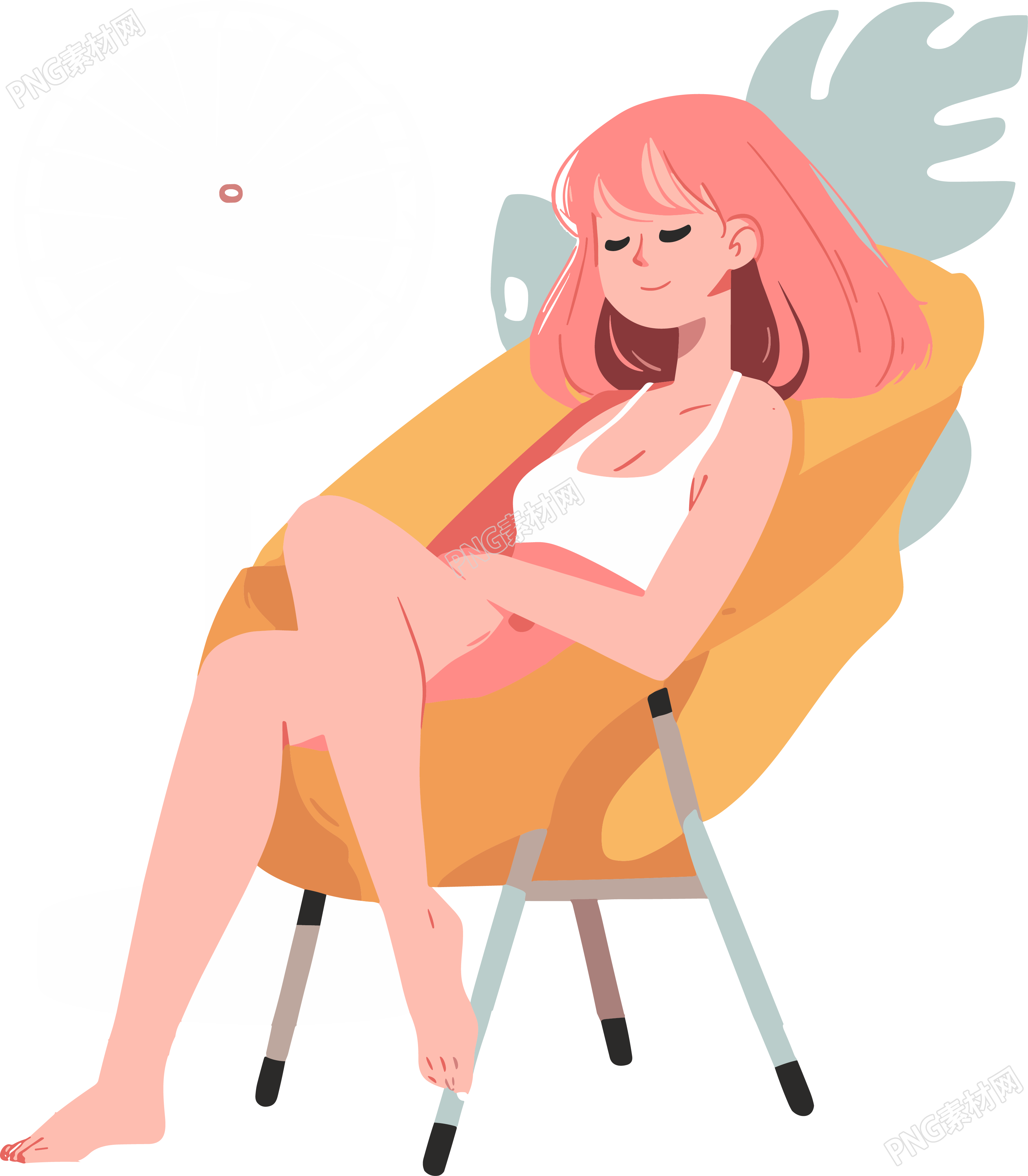 休息的少女美感素材