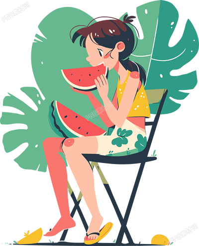 吃西瓜的女孩創(chuàng)意元素
