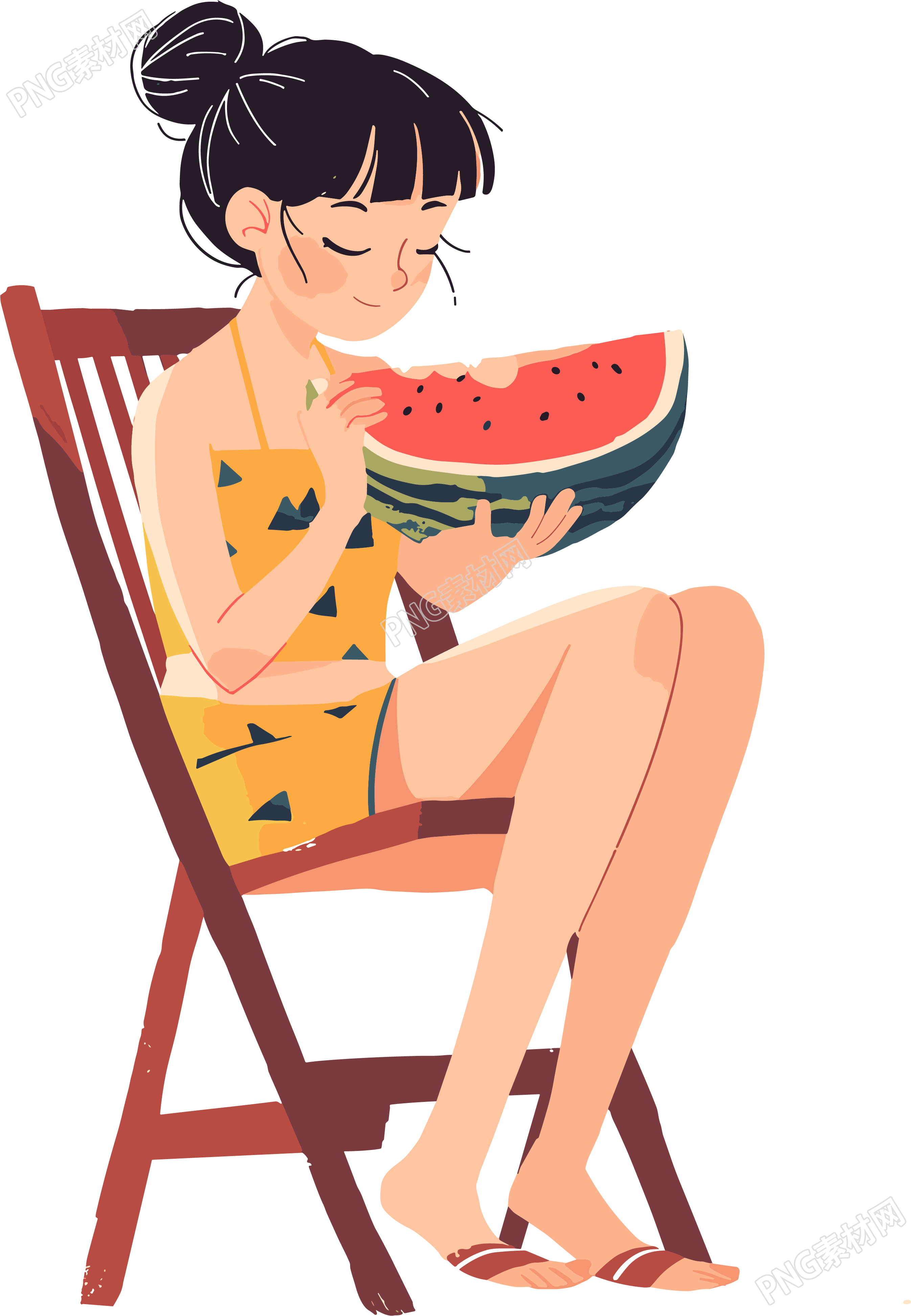 吃西瓜夏日清凉素材