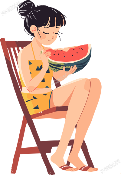 吃西瓜夏日清涼素材
