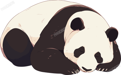 大熊貓黑白可愛插畫