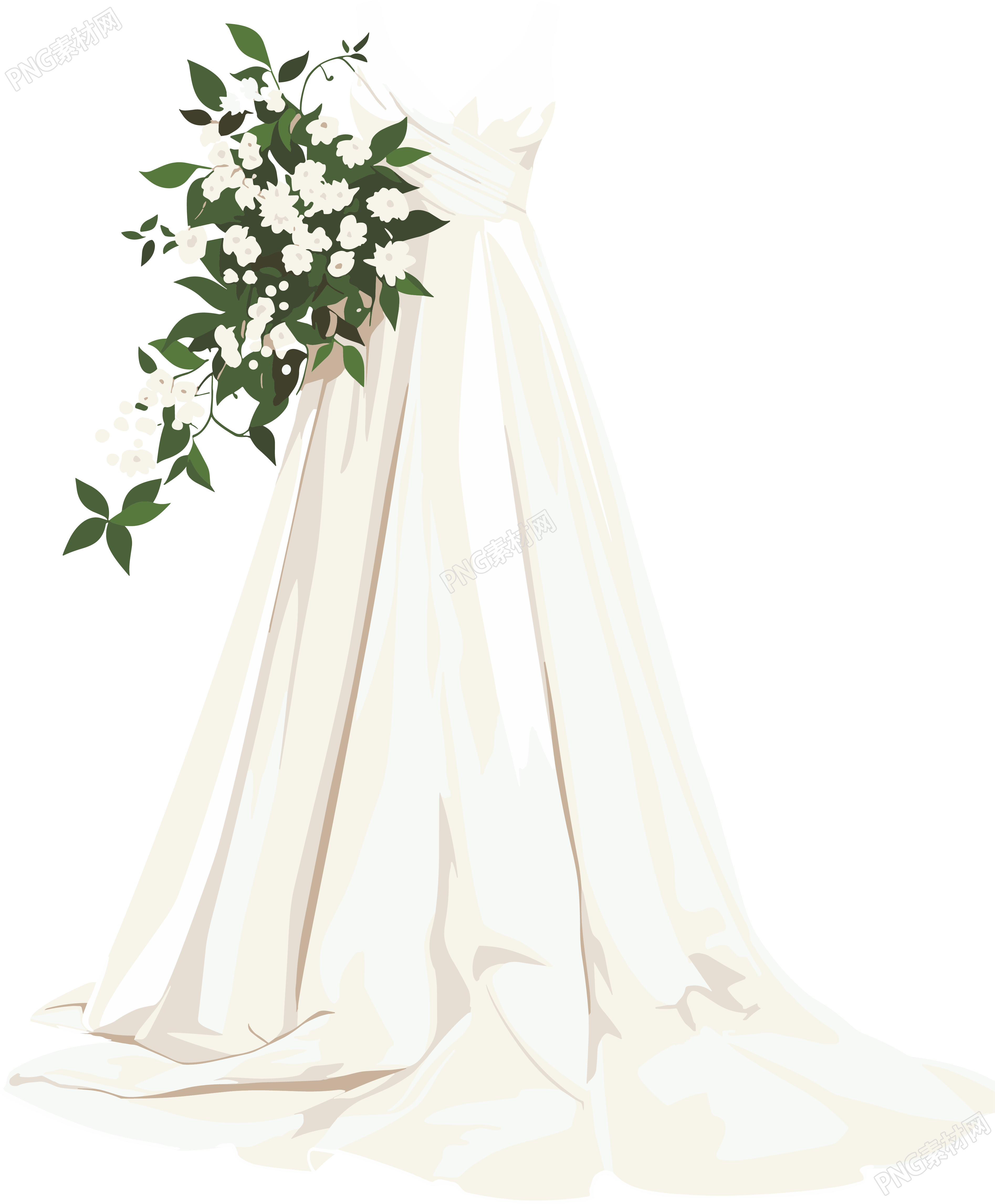 简约婚纱森系插画