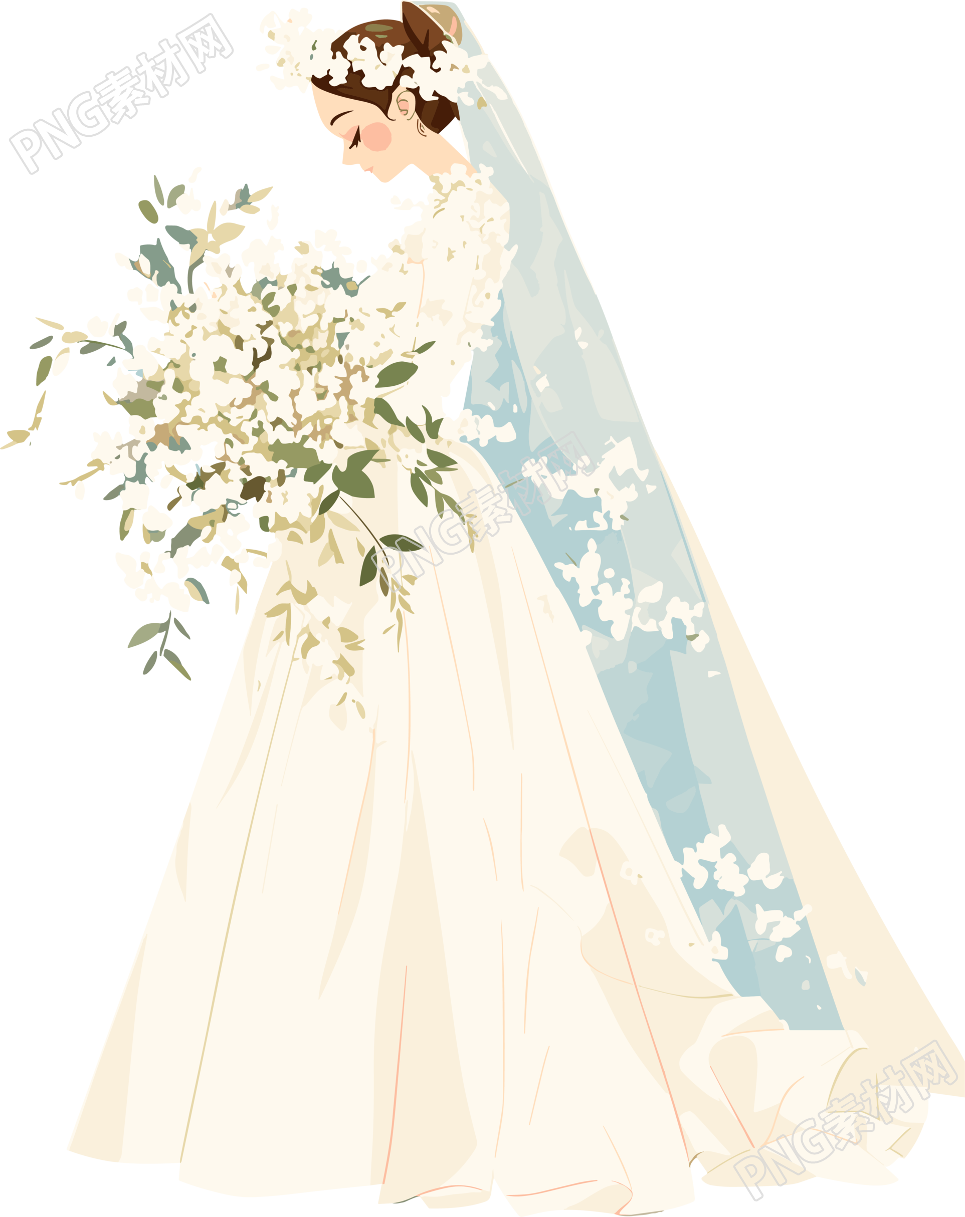 简约婚纱可商用插画