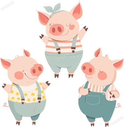 三只小豬可愛插圖