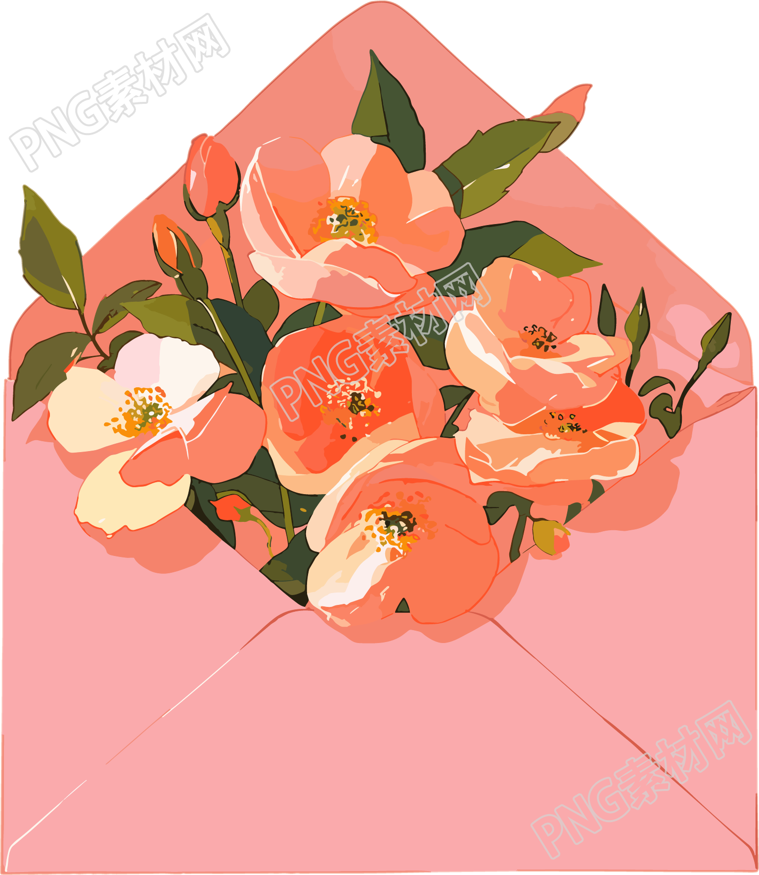 鲜花信封矢量插画