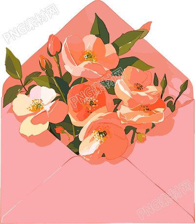 鮮花信封矢量插畫
