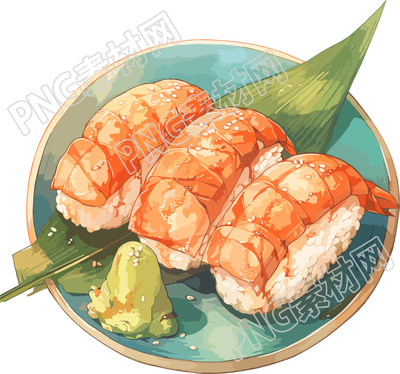 甜蝦壽司插畫