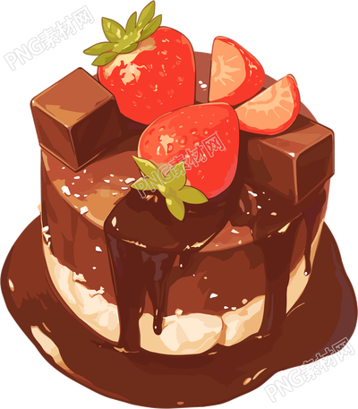 草莓蛋糕彩鉛插畫