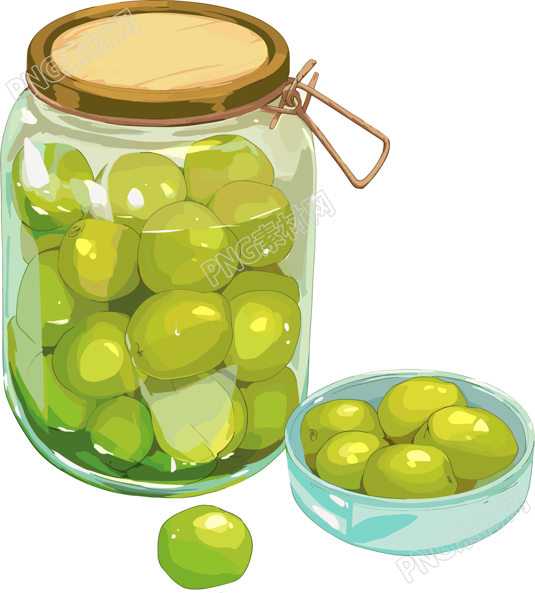 腌青梅PNG素材插画