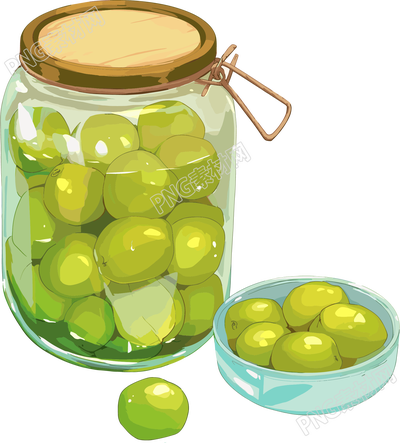 腌青梅PNG素材插畫