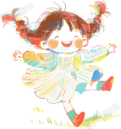 歡樂兒童彩鉛插畫