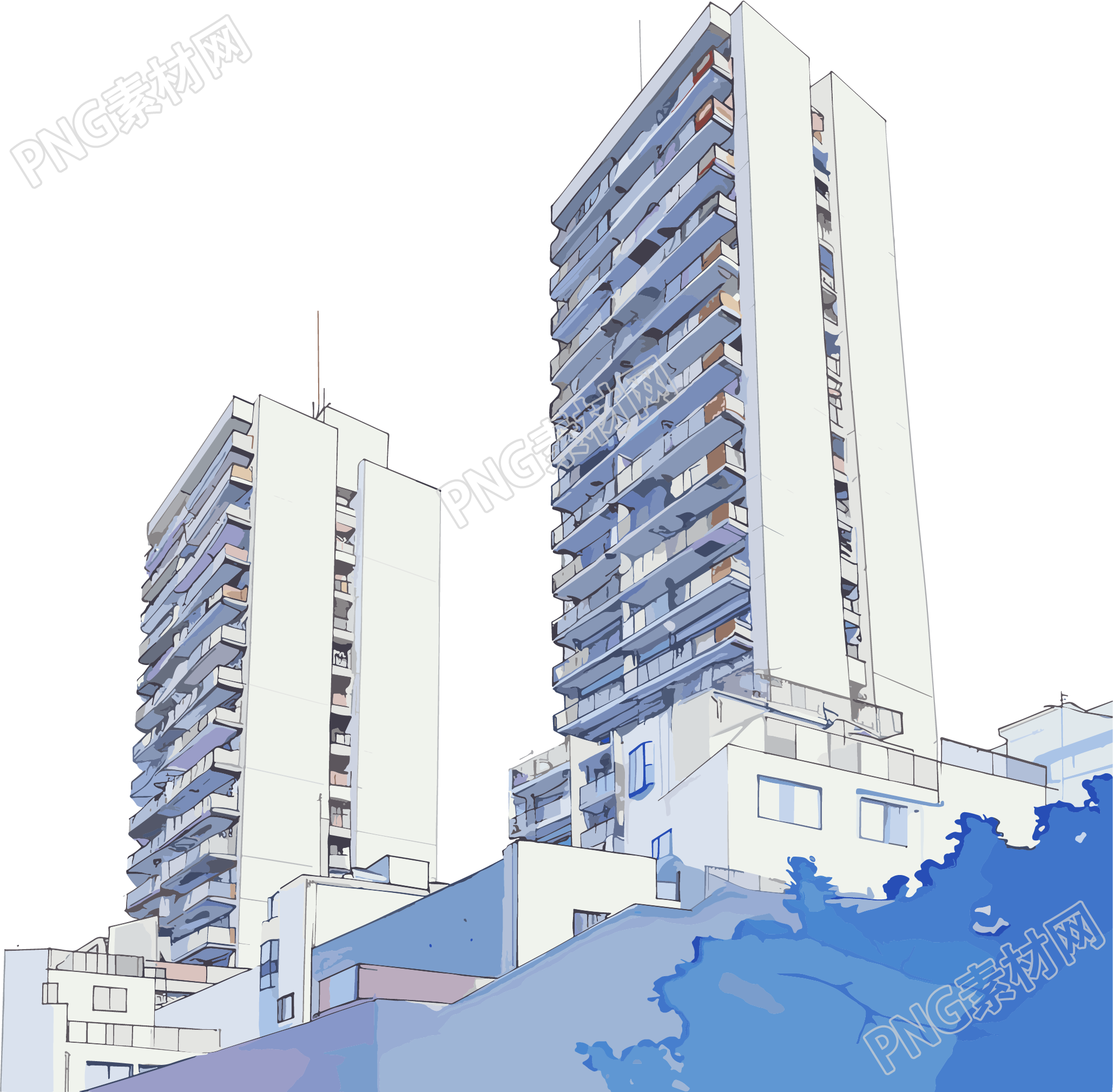 楼房透明背景插图
