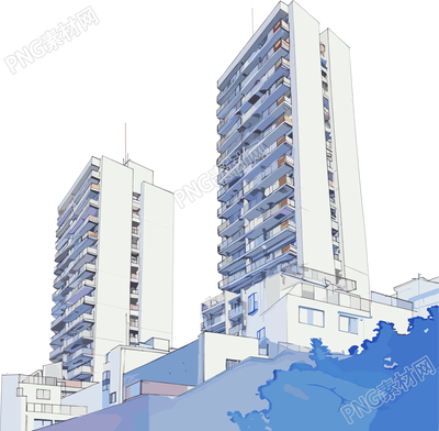 樓房透明背景插圖