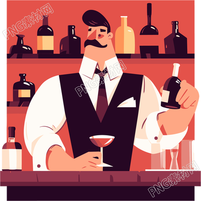 酒吧調(diào)酒師卡通插圖