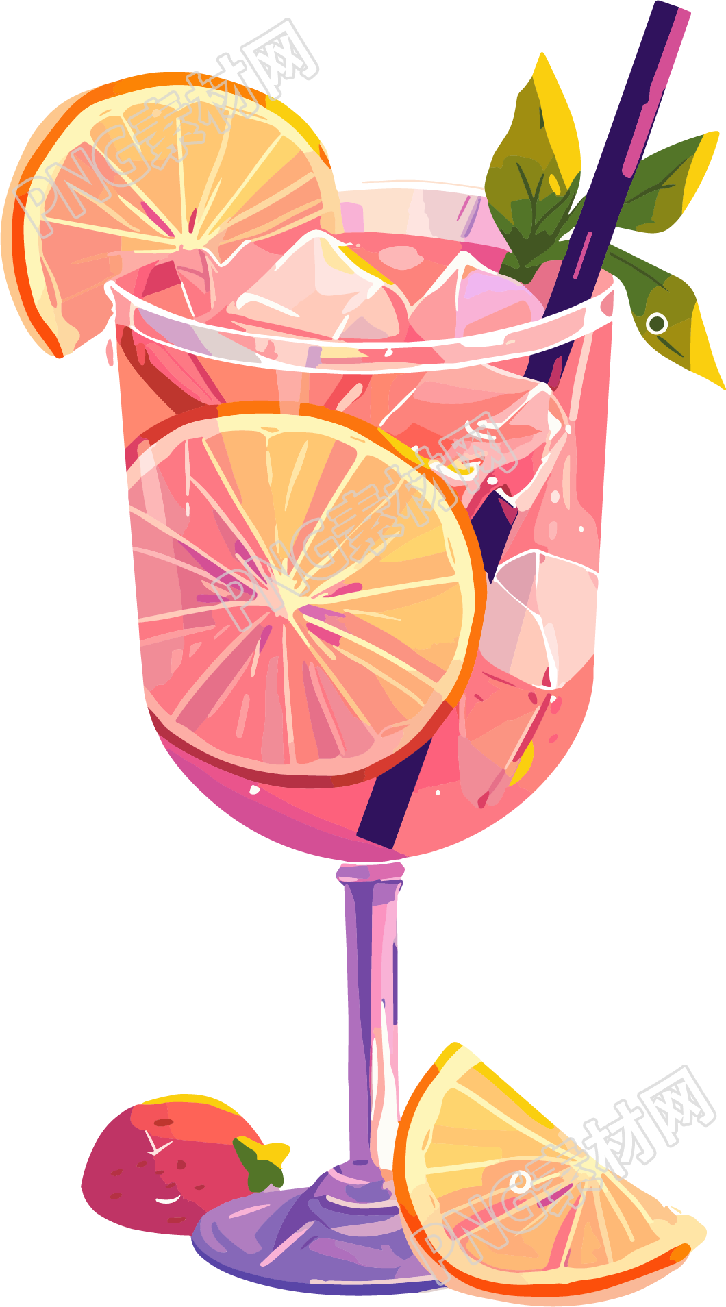 酒吧柠檬酒插画设计素材