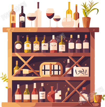 酒吧簡約酒架插畫