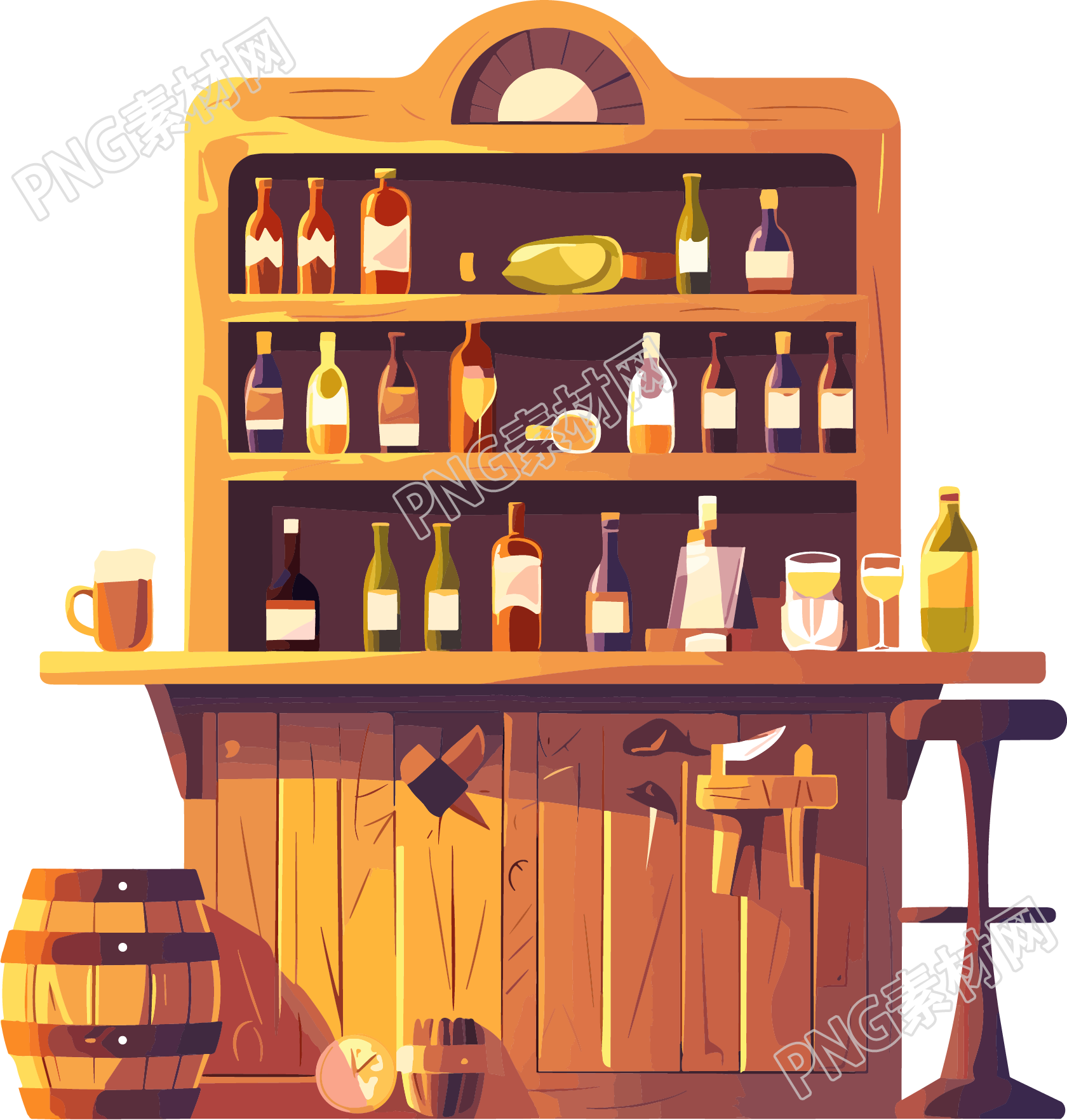 酒吧酒架透明背景素材