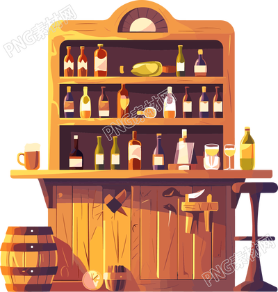 酒吧酒架透明背景素材