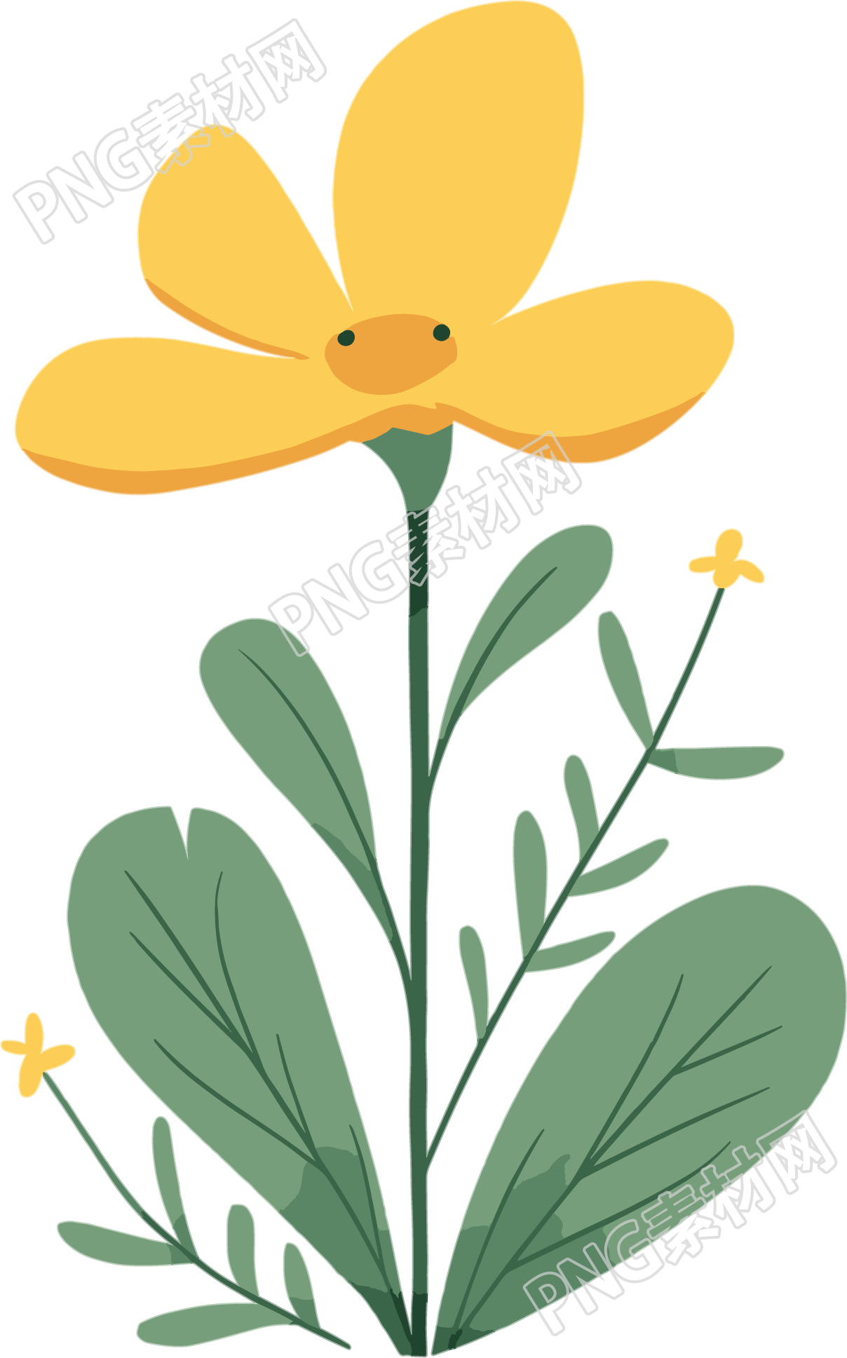 小花可爱卡通植物插画