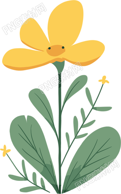 小花可愛卡通植物插畫