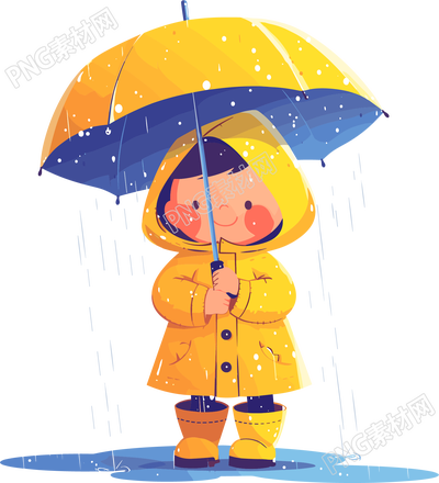 打傘的女孩暴雨P(guān)NG素材插畫