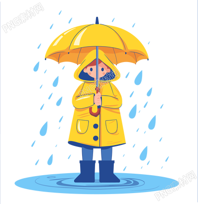 打傘的女孩暴雨圖形素材