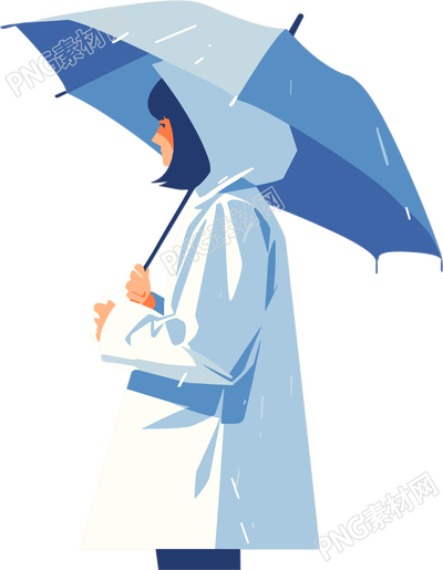 打傘的女孩暴雨元素