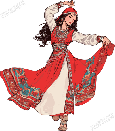 新疆美女扁平插畫