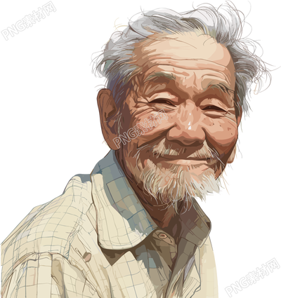 老人老爺爺扁平插畫(huà)