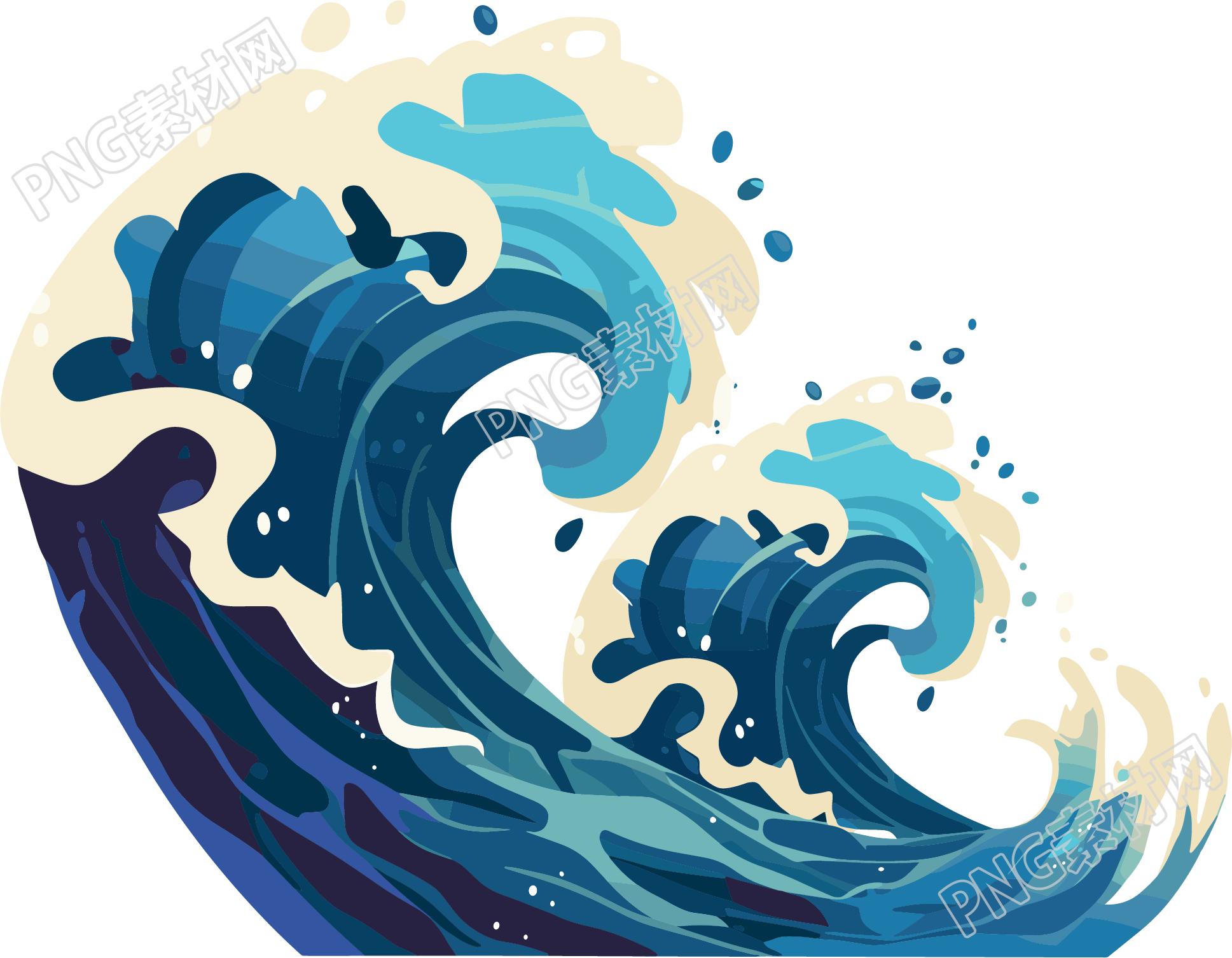 海浪扁平插画素材