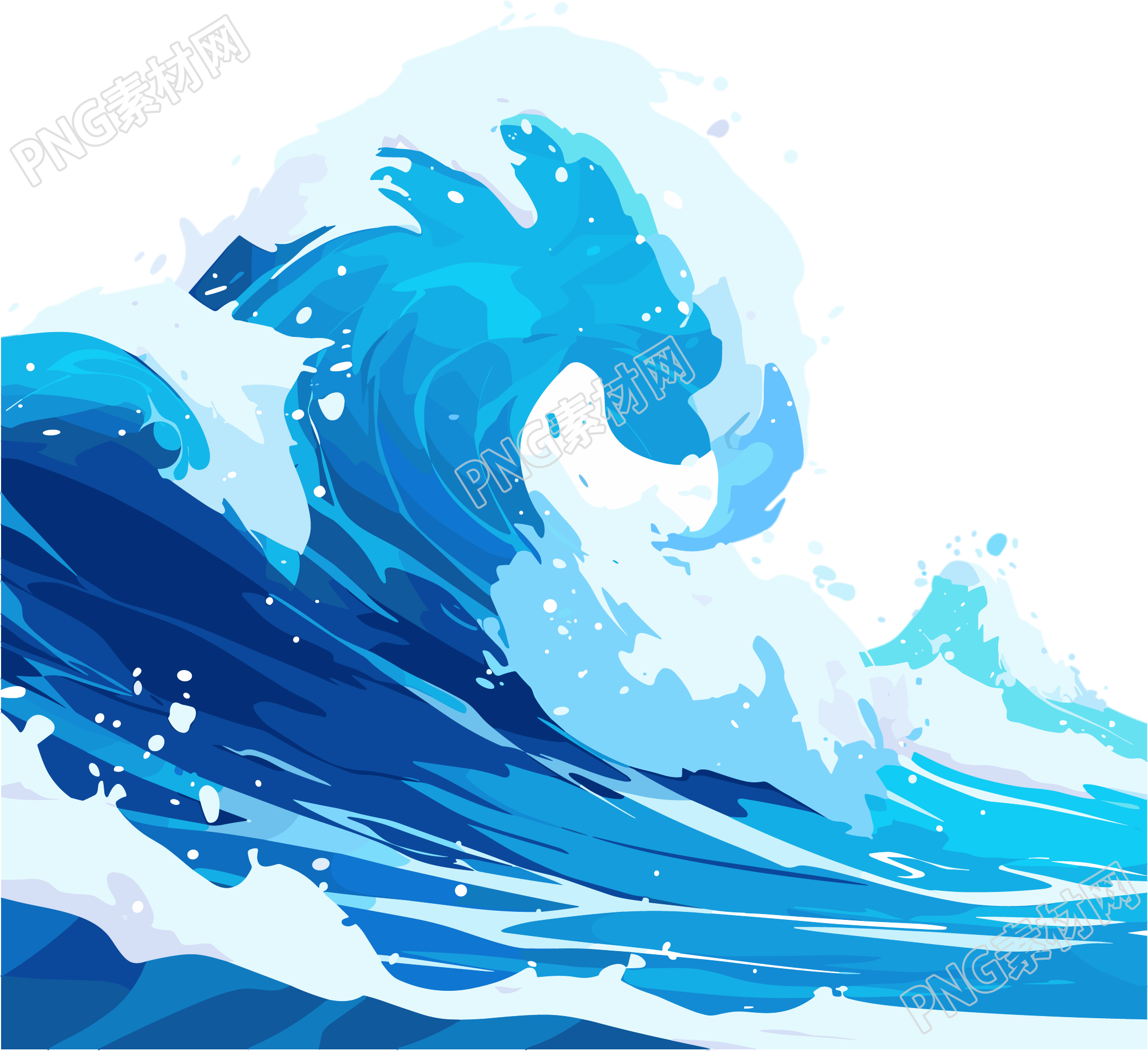 海浪透明背景插图
