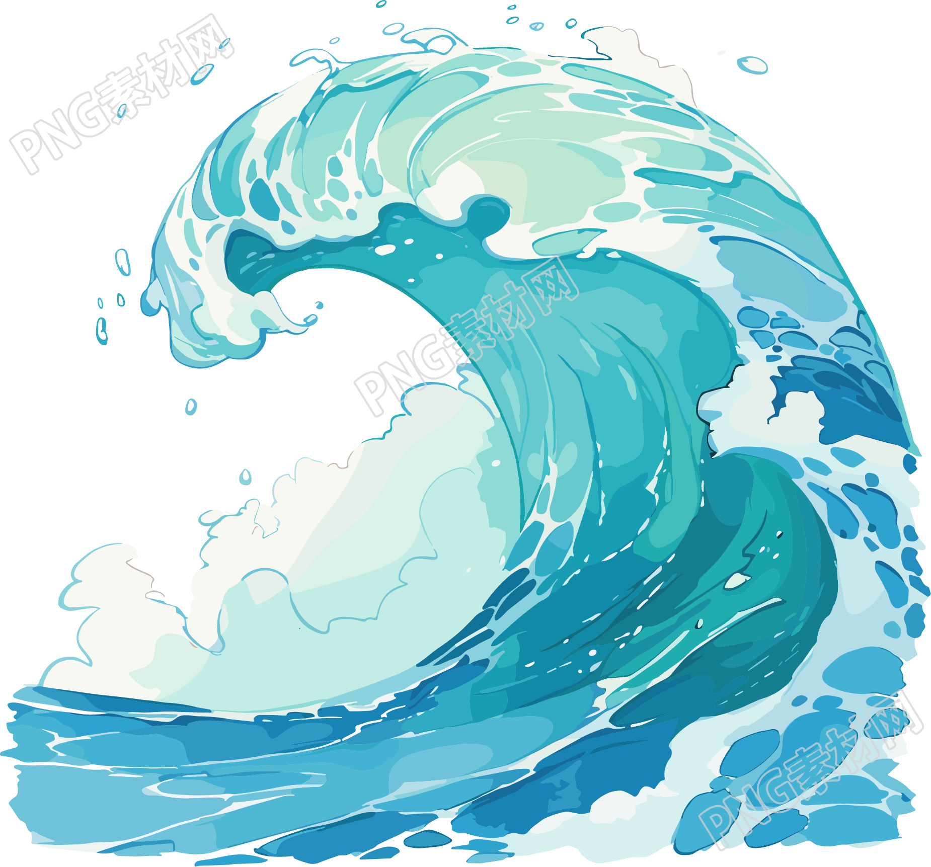 海浪简约卡通插画