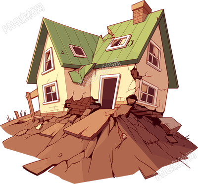 地震房屋矢量插圖