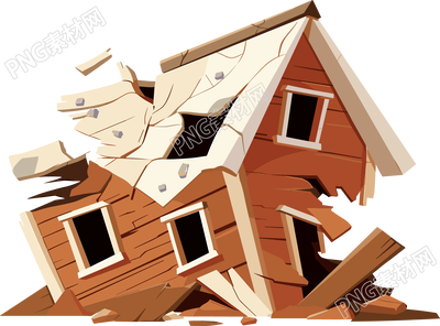 地震房屋破裂素材
