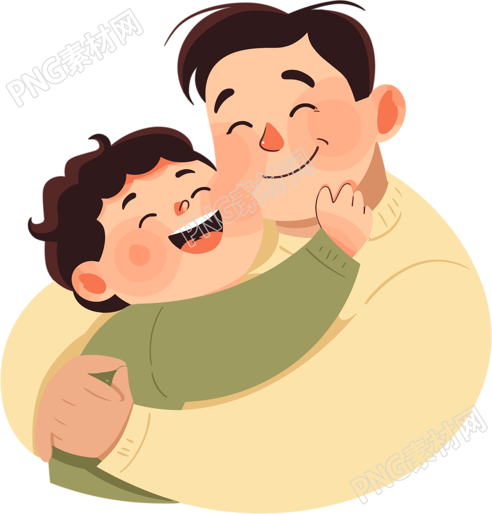 父子透明背景插图