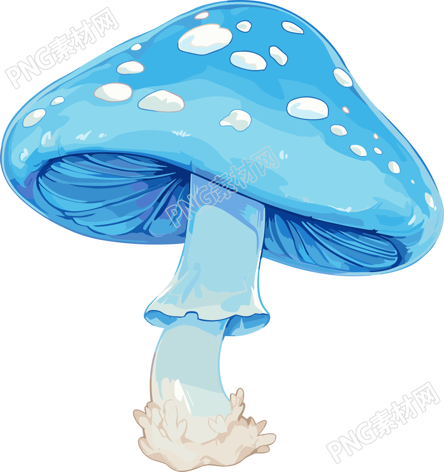 蘑菇蓝色插画