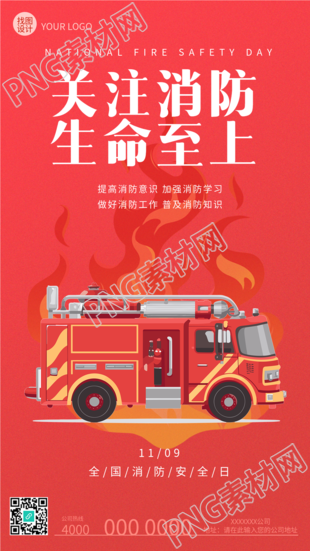 提高消防意识加强消防学习红色创意手机海报