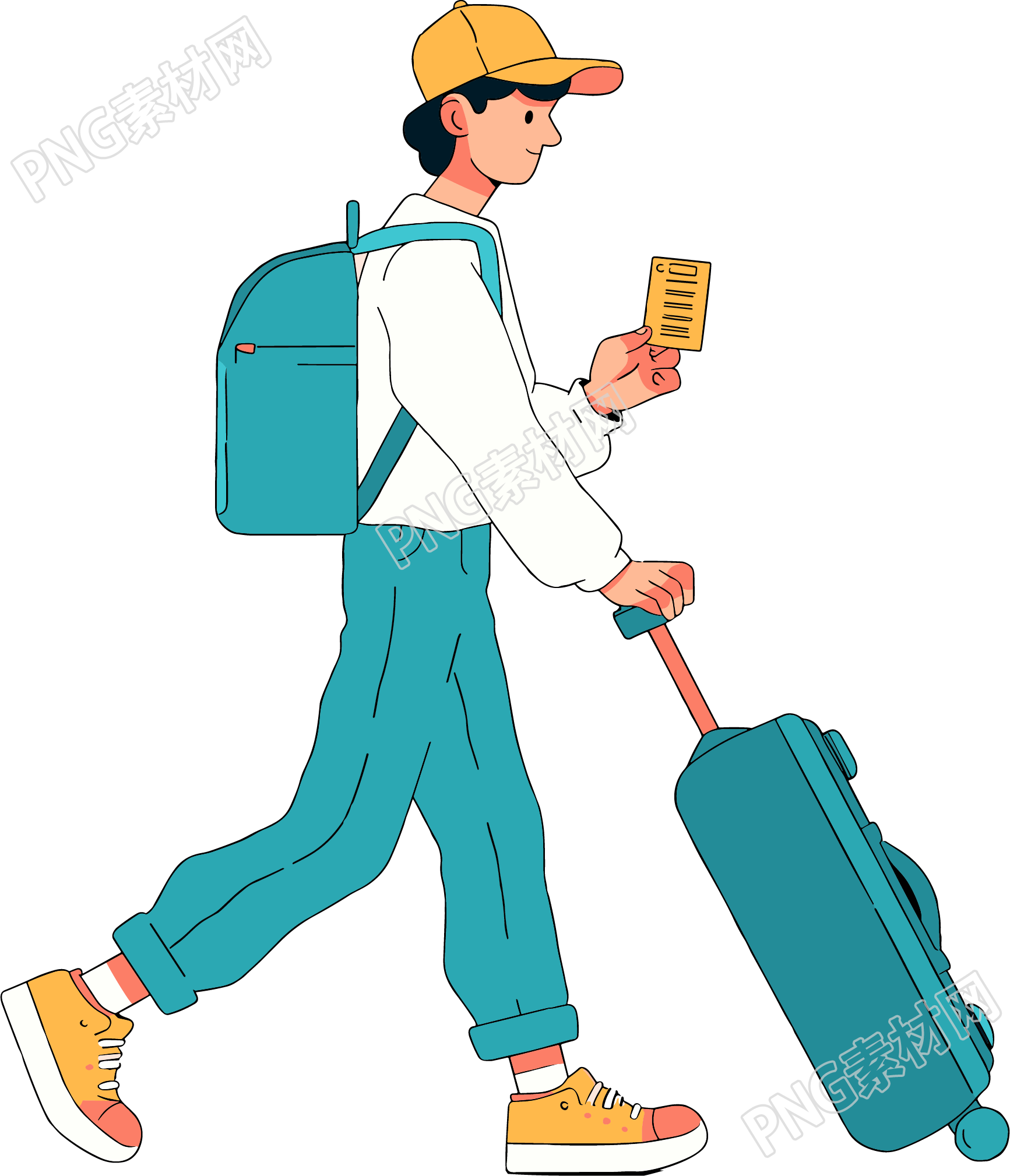 年轻男生出行旅游元素